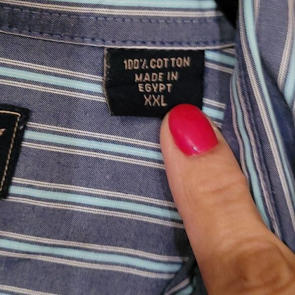 ARROW BLUE JEANS CO Men's Blue White Button Down Shirt Long-sleeved 2XL - Picture 3 of 10